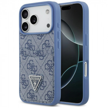 Coque Guess 4G Double Card Triangle pour Apple iPhone 18 Pro / 17 Pro, bleue