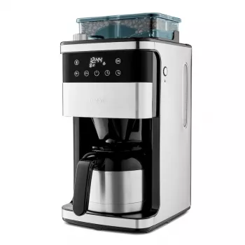 Machine à café filtre avec broyeur Medion MD 19911, carafe thermos, 1000 W, argent/noir