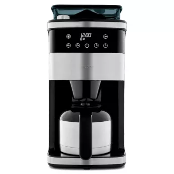 Machine à café filtre avec broyeur Medion MD 19911, carafe thermos, 1000 W, argent/noir