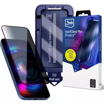 Protection d'écran en verre trempé avec filtre de confidentialité 3MK HardGlass Max Privacy Apple iPhone 16 Pro Max, noire