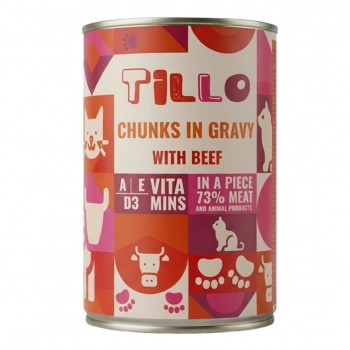 TILLO Morceaux en sauce au bœuf, aliment humide pour chats, 415 g