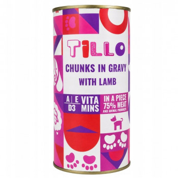 Aliment humide pour chiens TILLO Chunks in gravy Lamb, 1250 g