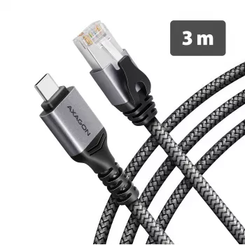 AXAGON ADE-CM30 adaptateur Ethernet Gigabit USB-C avec câble CAT6 intégré de 3 m, RJ-45