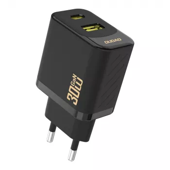Dudao A27TEU PD 30W GaN Wall Charger, USB-A + USB-C, Black