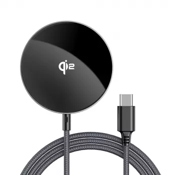 Chargeur sans fil magnétique Acefast E24 Qi2 15 W avec câble USB-C 1,2 m, noir