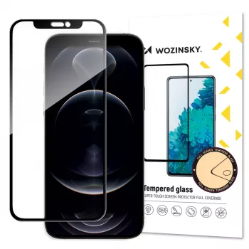 Verre trempé Wozinsky Super Tough Full Glue avec cadre Case Friendly pour iPhone 14 Plus / 13 Pro Max, noir