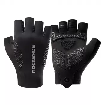 Gants de cyclisme Rockbros printemps/été/automne, doigts courts, taille M, noir