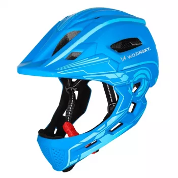 Casque de vélo enfant Wozinsky à visière intégrale avec feu arrière USB, taille S (52-56 cm), bleu