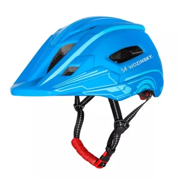Casque de vélo enfant Wozinsky à visière intégrale avec feu arrière USB, taille S (52-56 cm), bleu