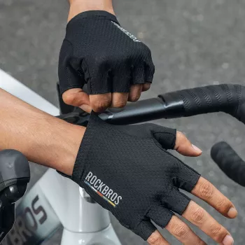 Gants de cyclisme courts amortissants Rockbros TLS004 ROAD TO SKY S, noir
