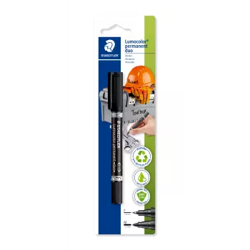 Marqueur permanent DIY STAEDTLER Lumocolor duo, 2 pointes, 0,6 mm / 1,5 mm, blister (348-9 BK-1)
