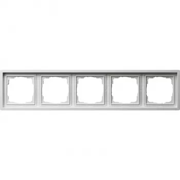 Cadre de recouvrement 5 postes Gira 0215112, interrupteur en saillie Gira, blanc pur