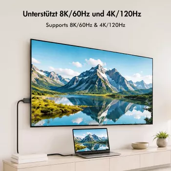 Câble LogiLink CUA0121 USB 3.2 Gen2 Type-C, C/M vers DP/M, bi-di, 8K/60 Hz, métal, noir, 3 m