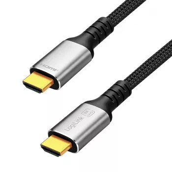 Câble HDMI LogiLink CH0125, A/M vers A/M, 8K/60 Hz, 48 Gbps, métal, nylon, noir/gris, 7,5 m