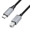 Câble Logilink CU0515 USB 2.0 Type-C, C/M vers B/M, 480 Mbps, nylon, métal, noir/argent, 2 m