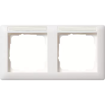 Cadre Gira 109227 horizontal, 2 postes avec champ d'étiquetage, Standard 55, blanc pur, mat