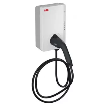 Borne de recharge pour véhicule électrique ABB Terra AC TAC-W22-G5-R-C-0, 22 kW, Type 2, câble 5 m, blanche