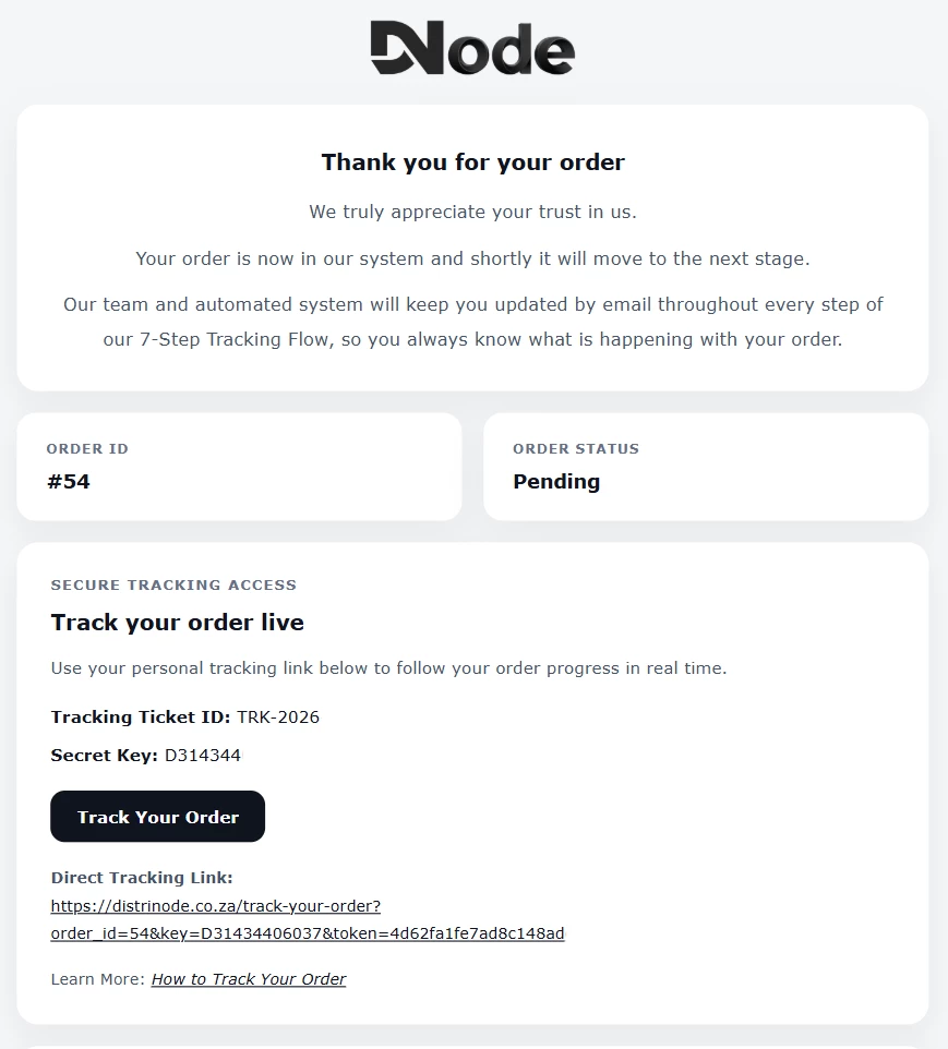 Exemple d’e-mail contenant les informations de suivi